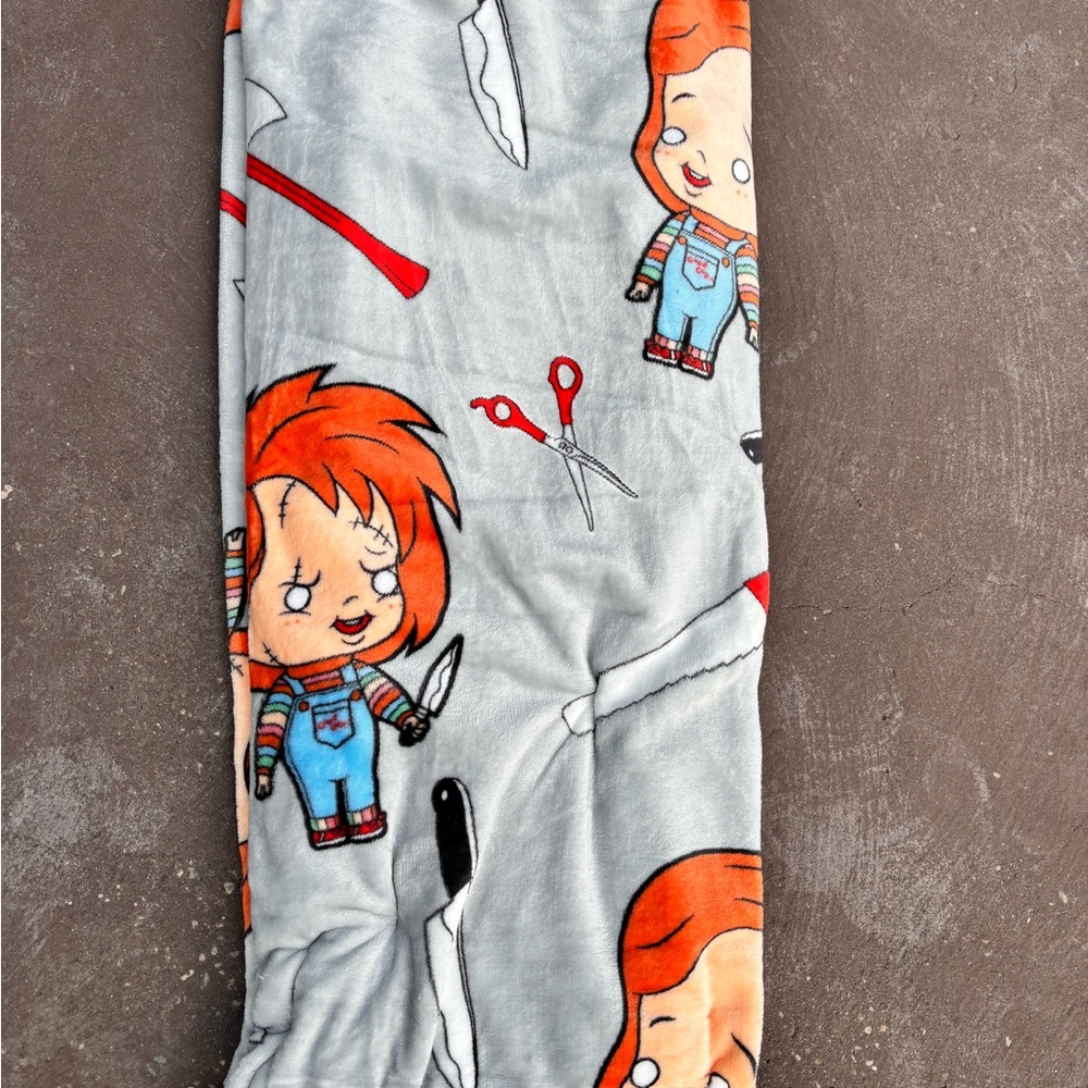 Gray Chucky Themed Blanket Halloween